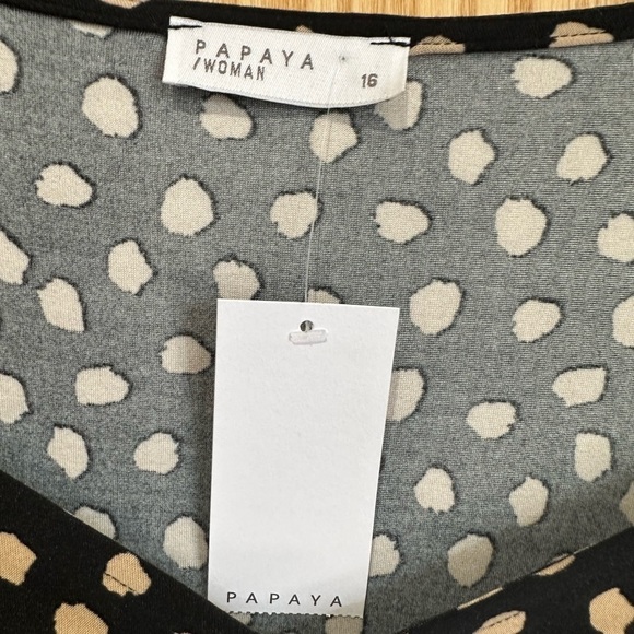 - Black Mini Dress pattern print papaya size 16 new ladies black - Picture 8 of 10